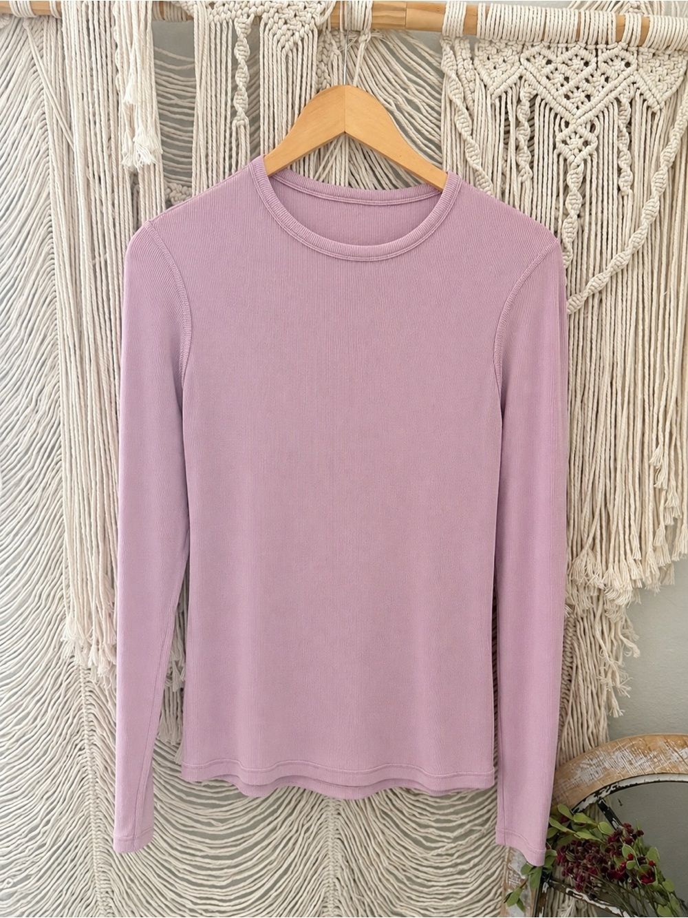Lululemon Ribbed Long Sleeve Crew Neck Top Dusty Pink